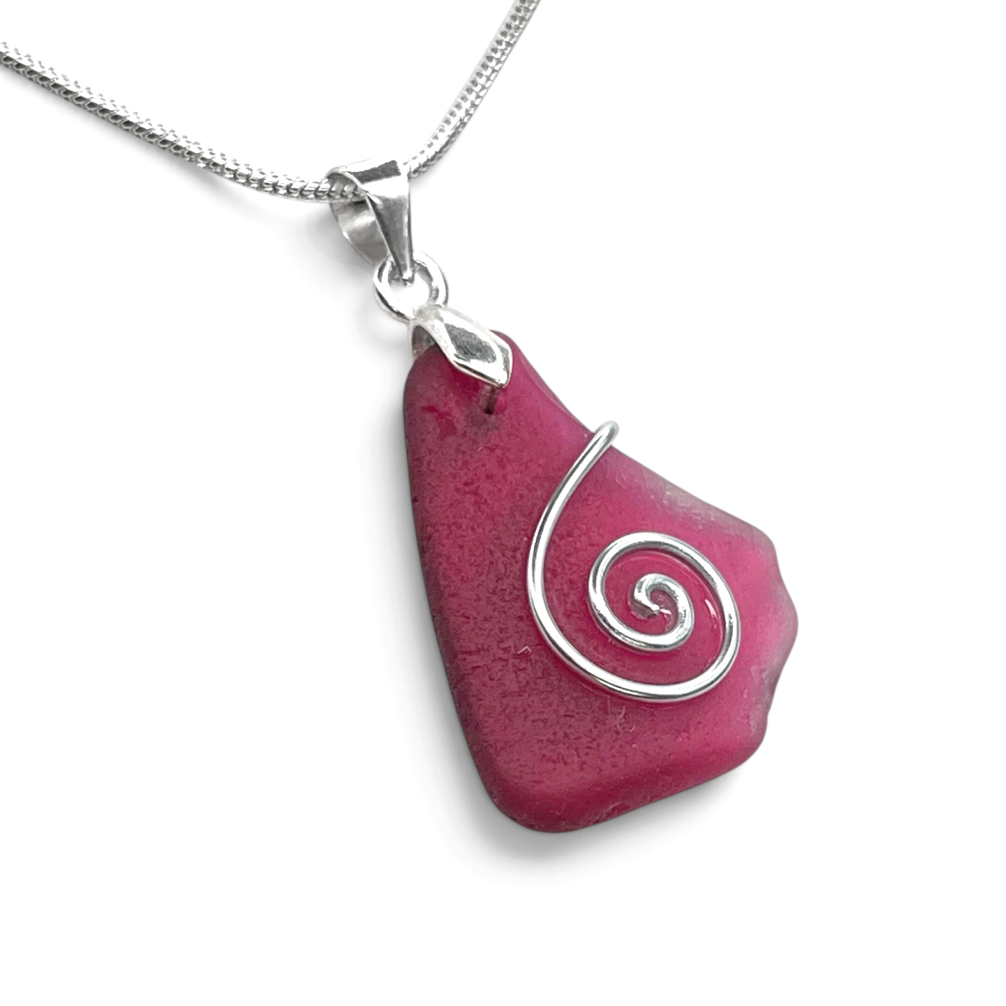 Sea Glass Necklace - Rare Pink Celtic Pendant - Scottish Jewellery