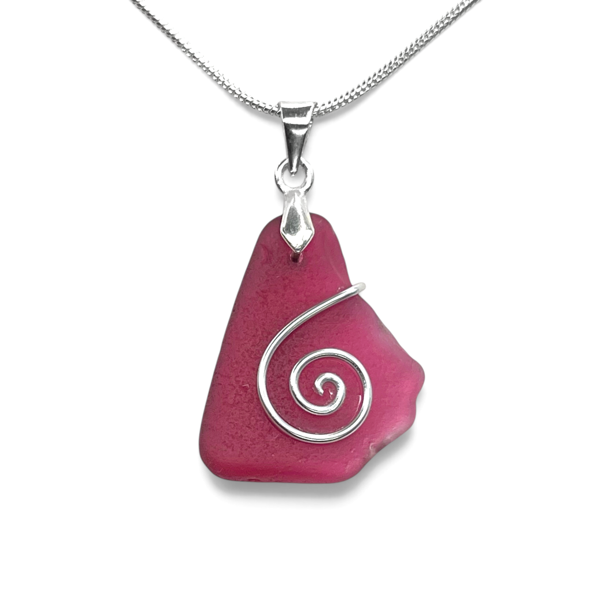 Sea Glass Necklace - Rare Pink Celtic Pendant - Scottish Jewellery