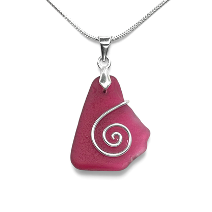 Sea Glass Necklace - Rare Pink Celtic Pendant - Scottish Jewellery