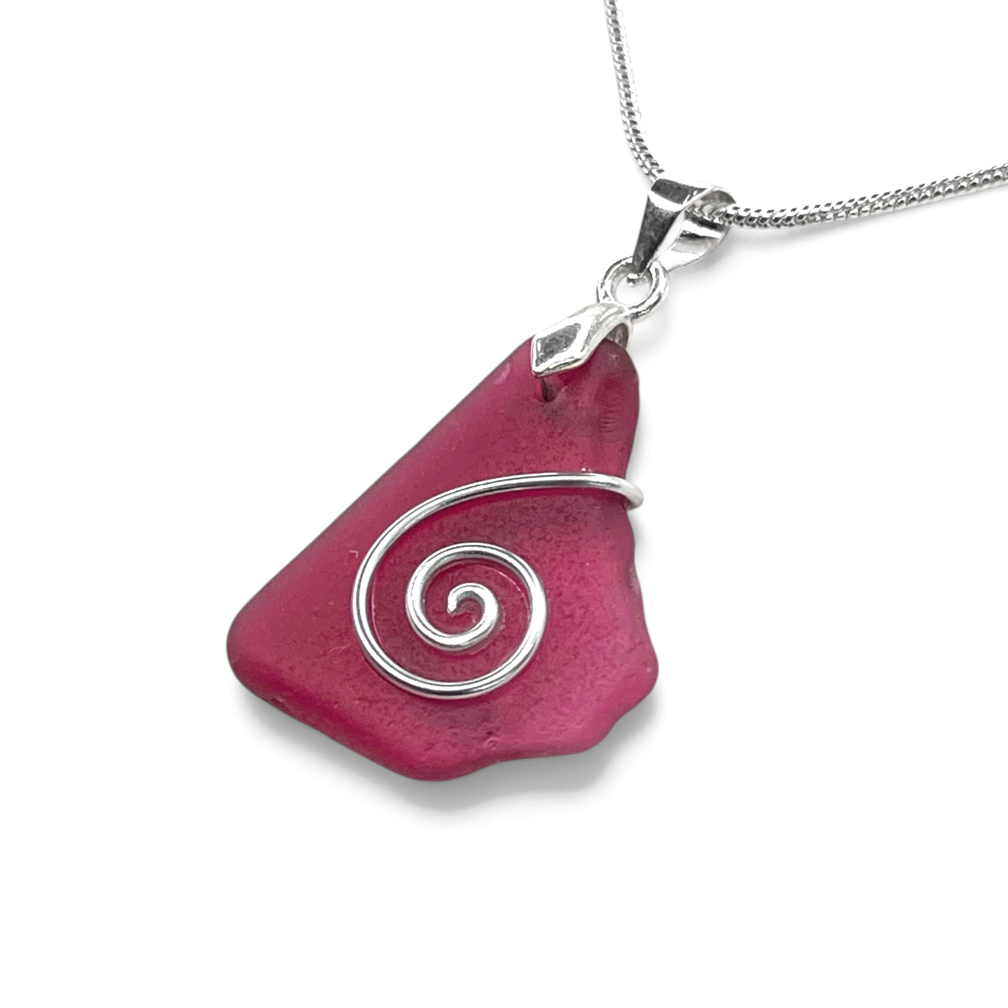 Sea Glass Necklace - Rare Pink Celtic Pendant - Scottish Jewellery