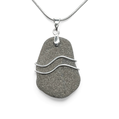Beach Pebble Necklace - Ripples Stone Pendant - Scottish Jewellery