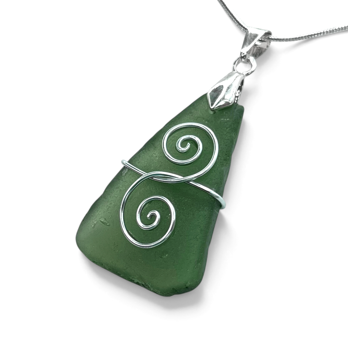 Sea Glass Necklace - Green Friendship Pendant - Scottish Jewellery