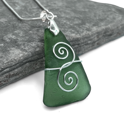 Sea Glass Necklace - Green Friendship Pendant - Scottish Jewellery