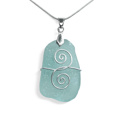 Sea Glass Necklace - Aqua Blue Friendship Pendant - Scottish Jewellery