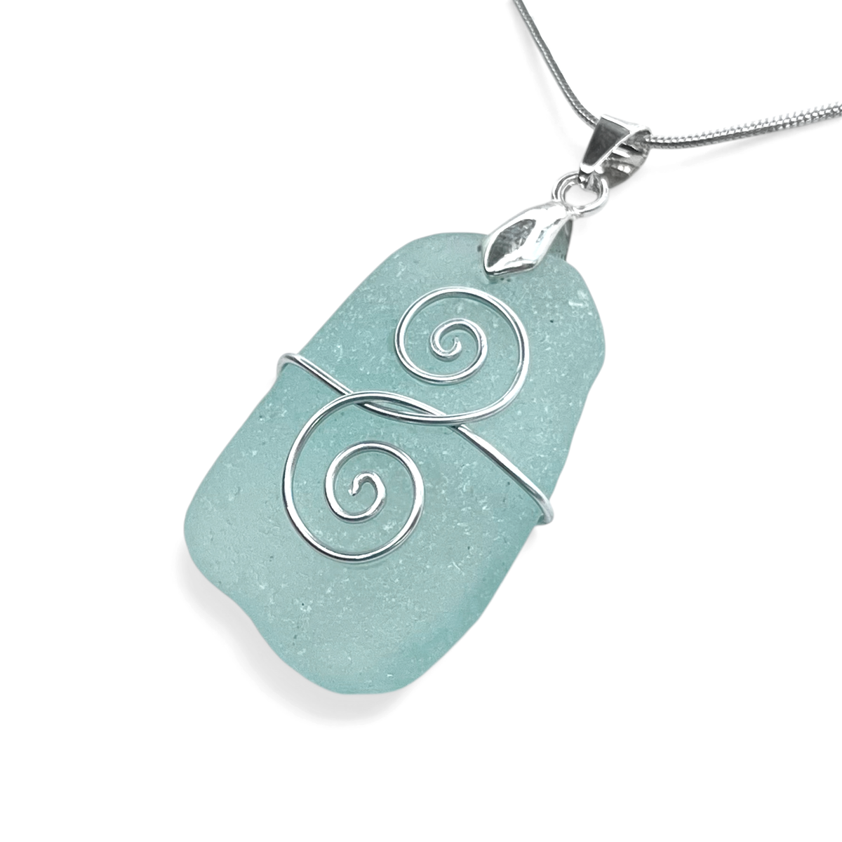 Sea Glass Necklace - Aqua Blue Friendship Pendant - Scottish Jewellery