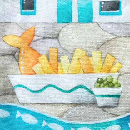 Seagull Shopping Bag - Fish and Chips - Seaside Tote Bag