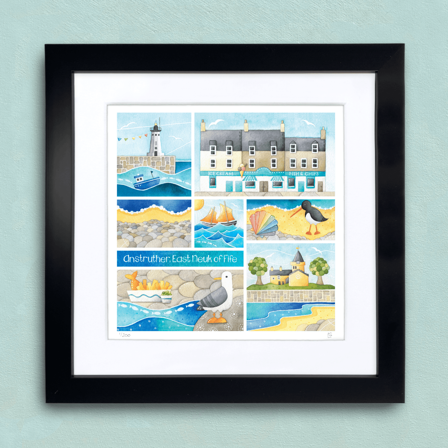 Anstruther Framed Print - Seaside Watercolour Painting