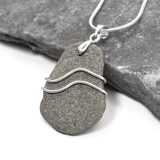 Beach Pebble Necklace - Ripples Stone Pendant - Scottish Jewellery - East Neuk Beach Crafts