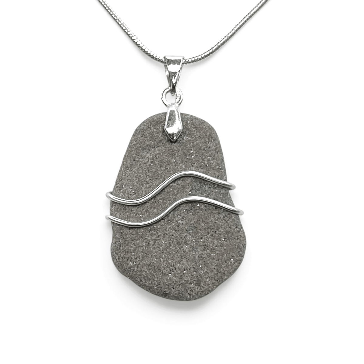Beach Pebble Necklace - Ripples Stone Pendant - Scottish Jewellery - East Neuk Beach Crafts