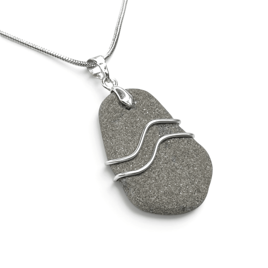 Beach Pebble Necklace - Ripples Stone Pendant - Scottish Jewellery - East Neuk Beach Crafts