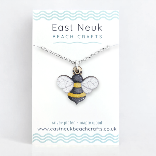 Bee - Wooden Necklace - Maple Wood Seaside Pendant