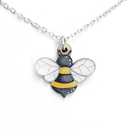 Bee Necklace - Wooden Pendant