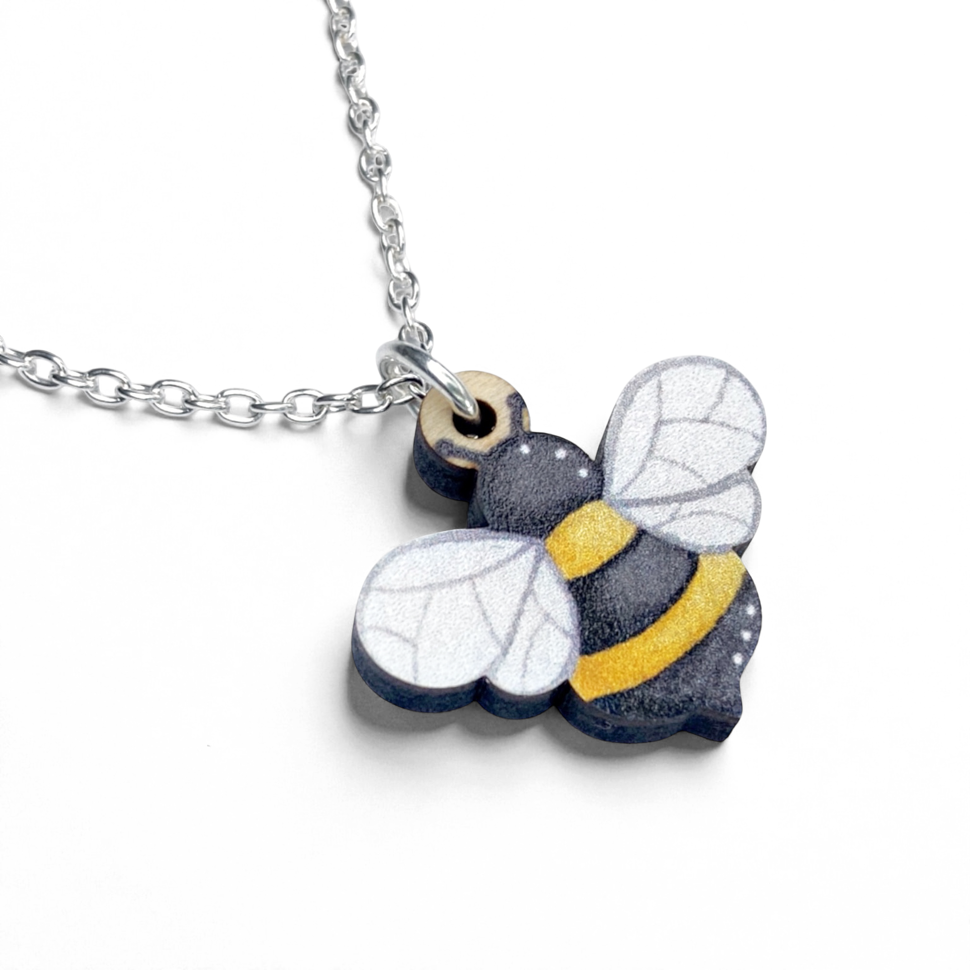 Bee Necklace - Wooden Pendant