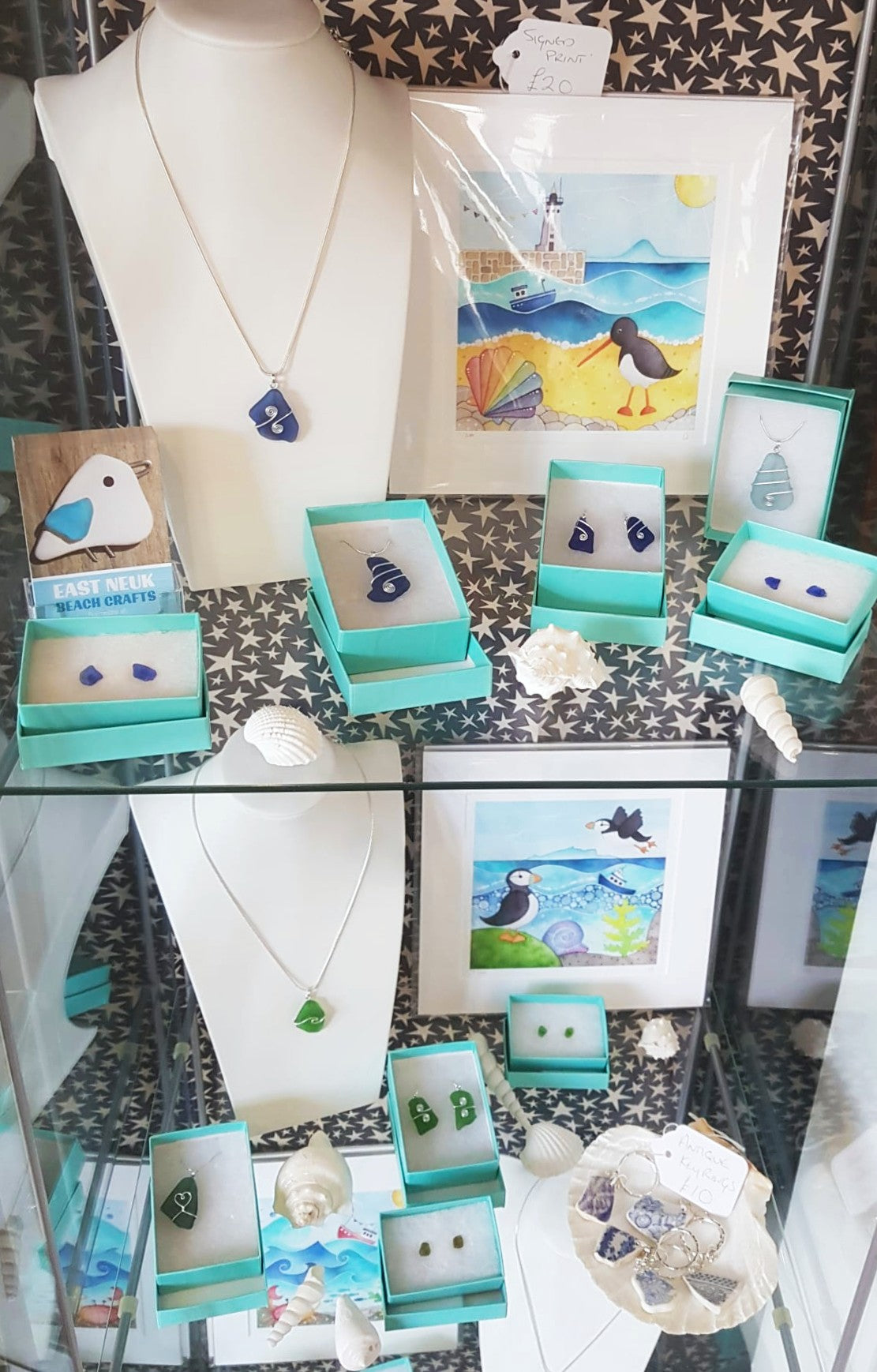 Sea Glass Jewellery on display at the Coachhouse Gallery, Pittenweem