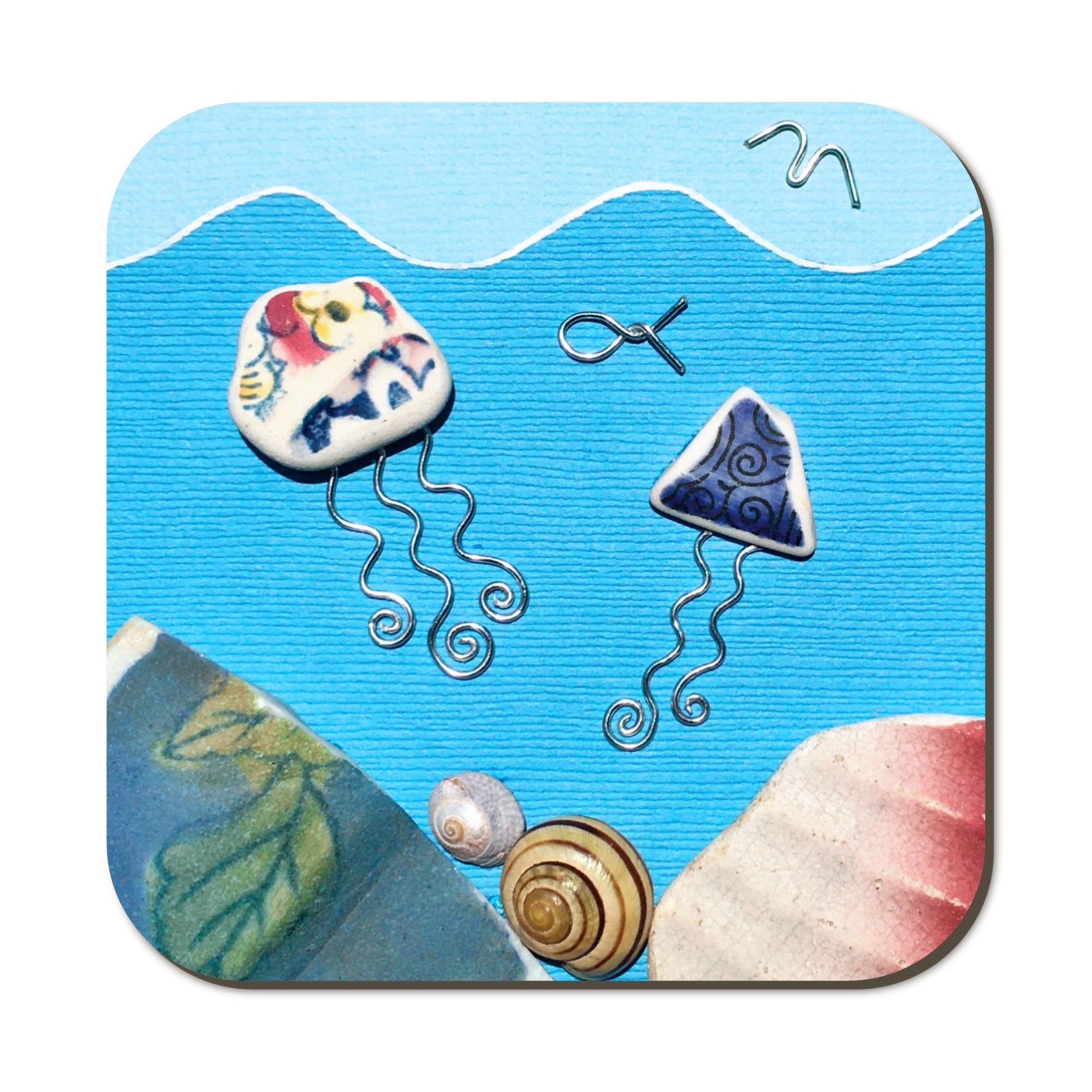 Coaster Set x 4 - Beach Pebble Art - Puffins, Seagulls, Highland Cows, Jellyfish - East Neuk Beach Crafts
