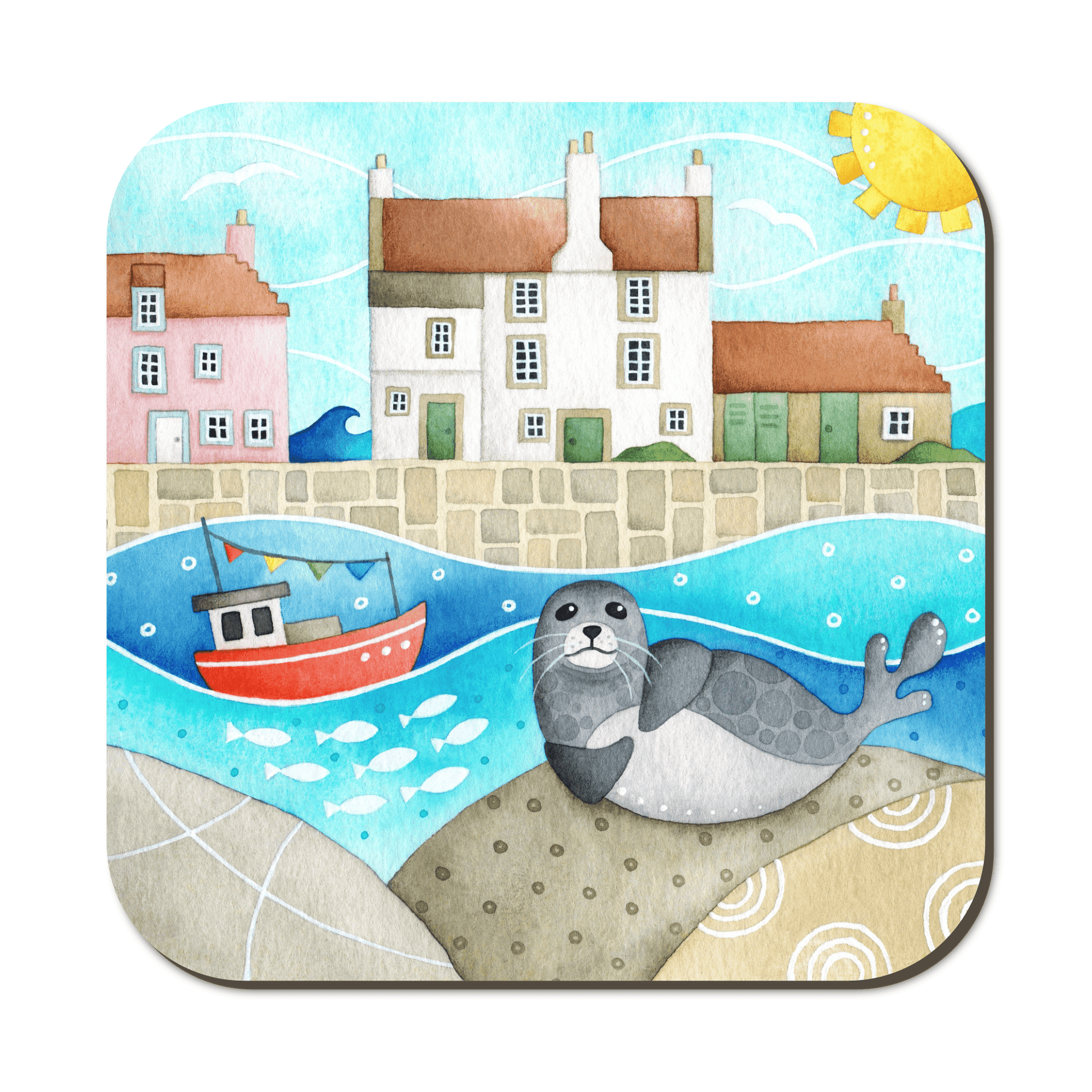 Coaster Set x 4 - Seaside Watercolours from the East Neuk - East Neuk Beach Crafts