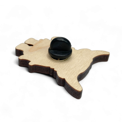 Wooden Pin Badge - Highland Cow - Maple Wood Brooch