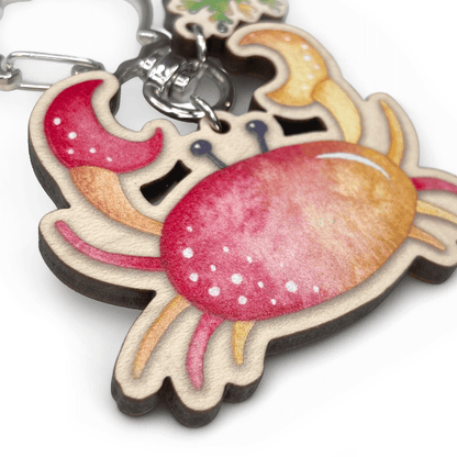 Crab Keyring - Wooden Seaside Key Chain