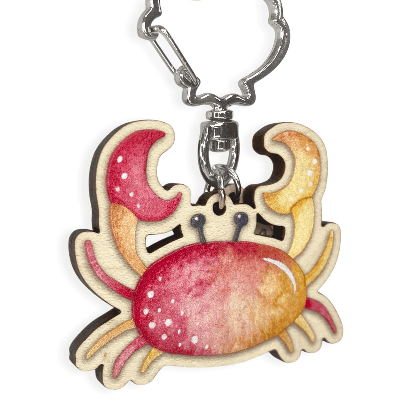 Crab Keyring - Wooden Seaside Key Chain