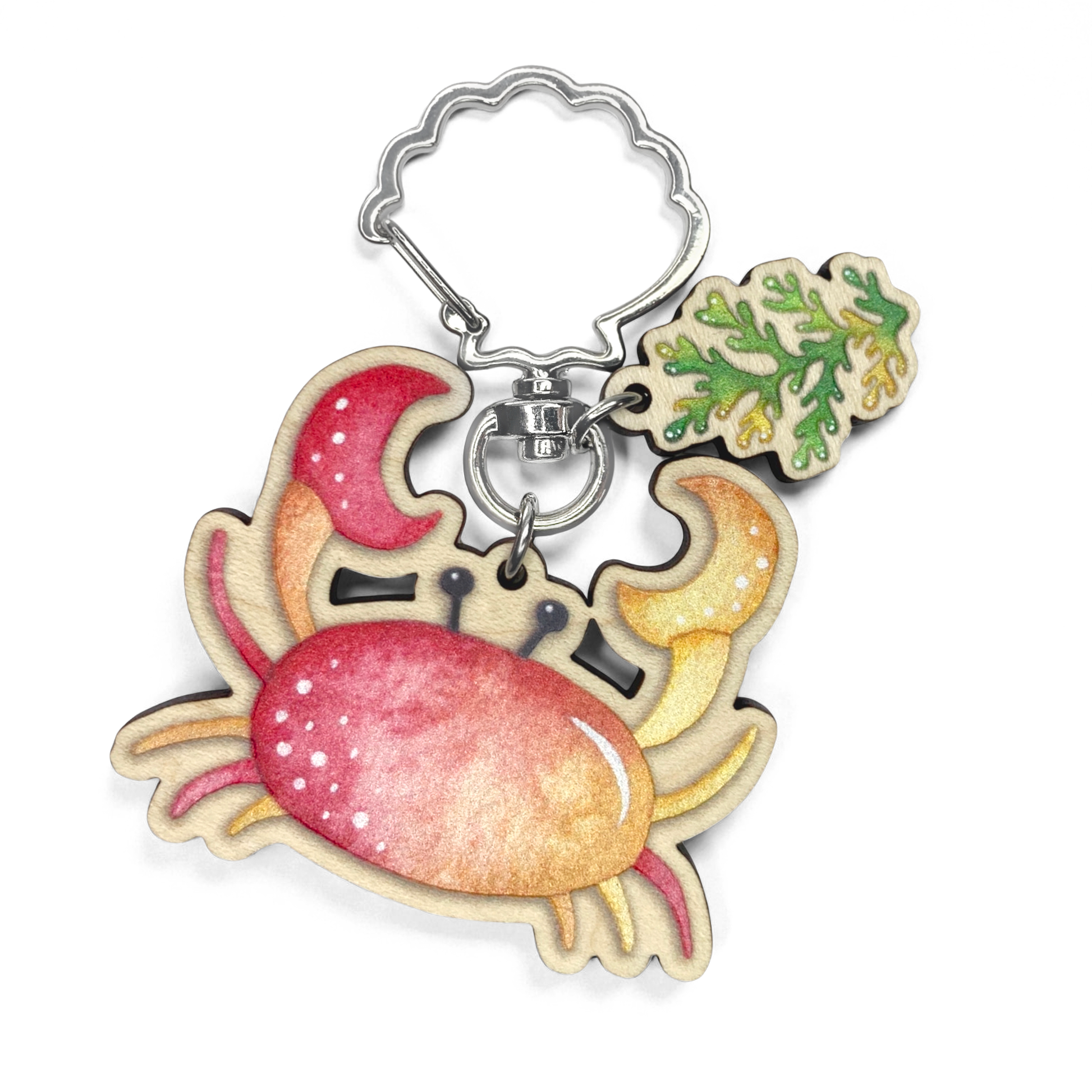 Crab Keyring - Wooden Seaside Key Chain