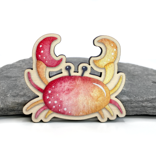 Wooden Crab Fridge Magnet - Maple Wood