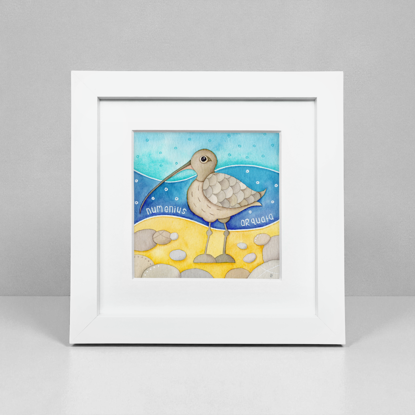 Curlew Framed Print - Seaside Watercolour Painting