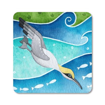 Diving Gannet - Metal Fridge Magnet - Seaside Art - East Neuk Beach Crafts