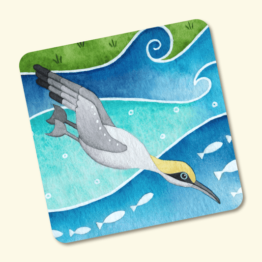 Diving Gannet - Metal Fridge Magnet - Seaside Art - East Neuk Beach Crafts