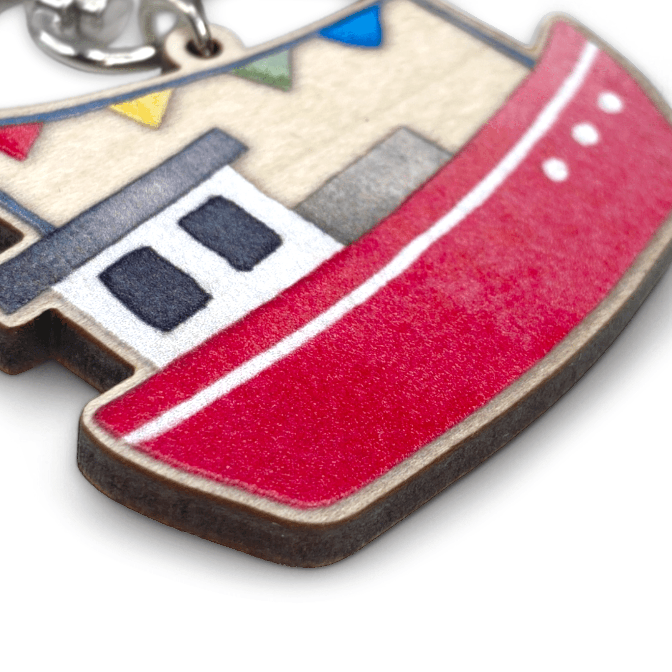 Fishing Boat Keyring - Wooden Seaside Key Chain