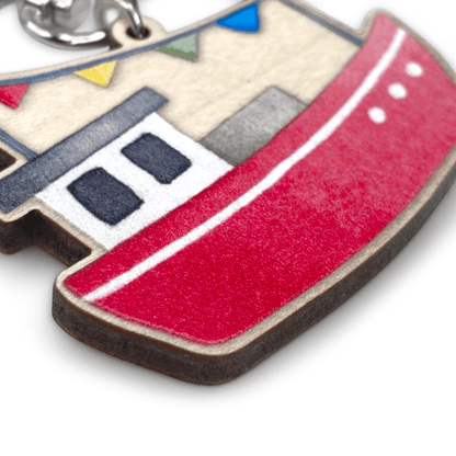 Fishing Boat Keyring - Wooden Seaside Key Chain