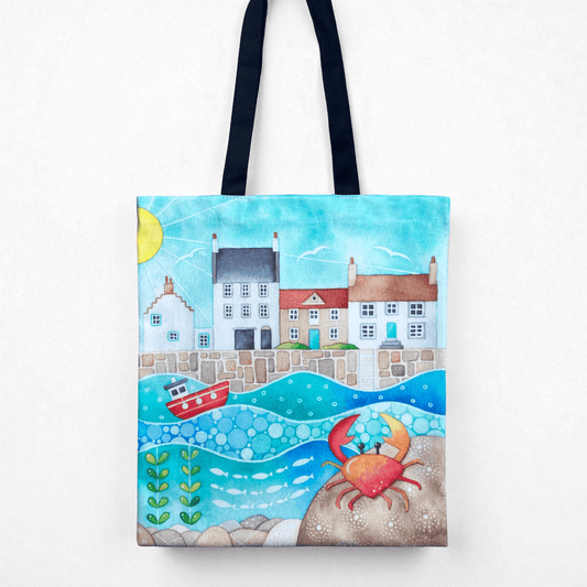 Fishing Harbour Shopping Bag - Crail Crab - Seaside Tote Bag