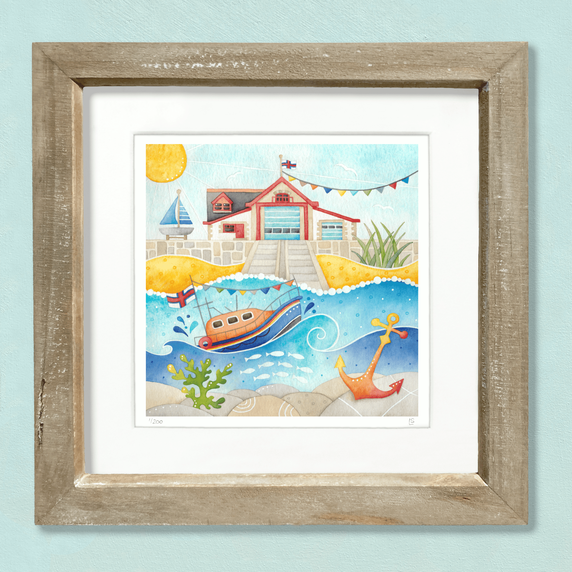 Framed Seaside Print - RNLI Lifeboat at Anstruther - East Neuk of Fife Watercolour Painting - East Neuk Beach Crafts