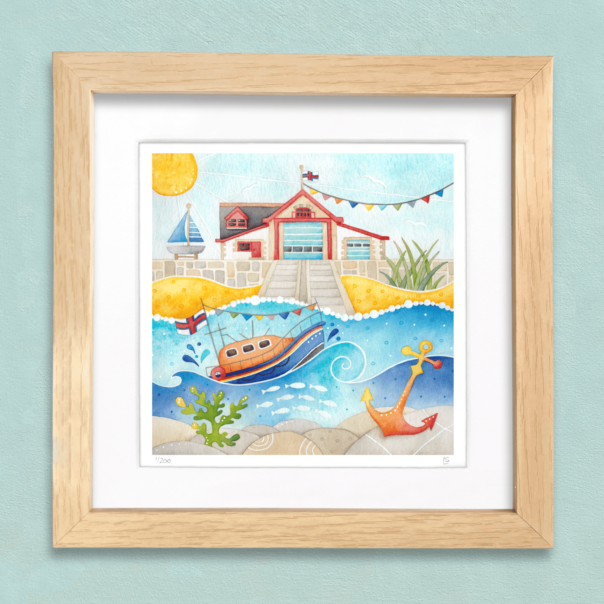Framed Seaside Print - RNLI Lifeboat at Anstruther - East Neuk of Fife Watercolour Painting - East Neuk Beach Crafts
