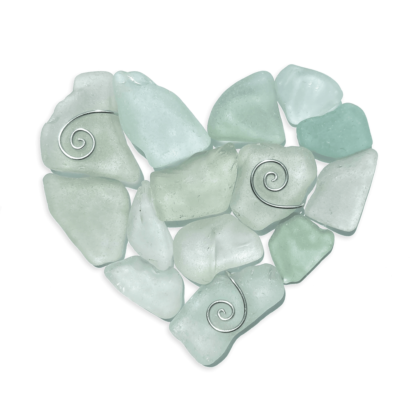 Green Sea Glass Heart - Framed Scottish Beach Art