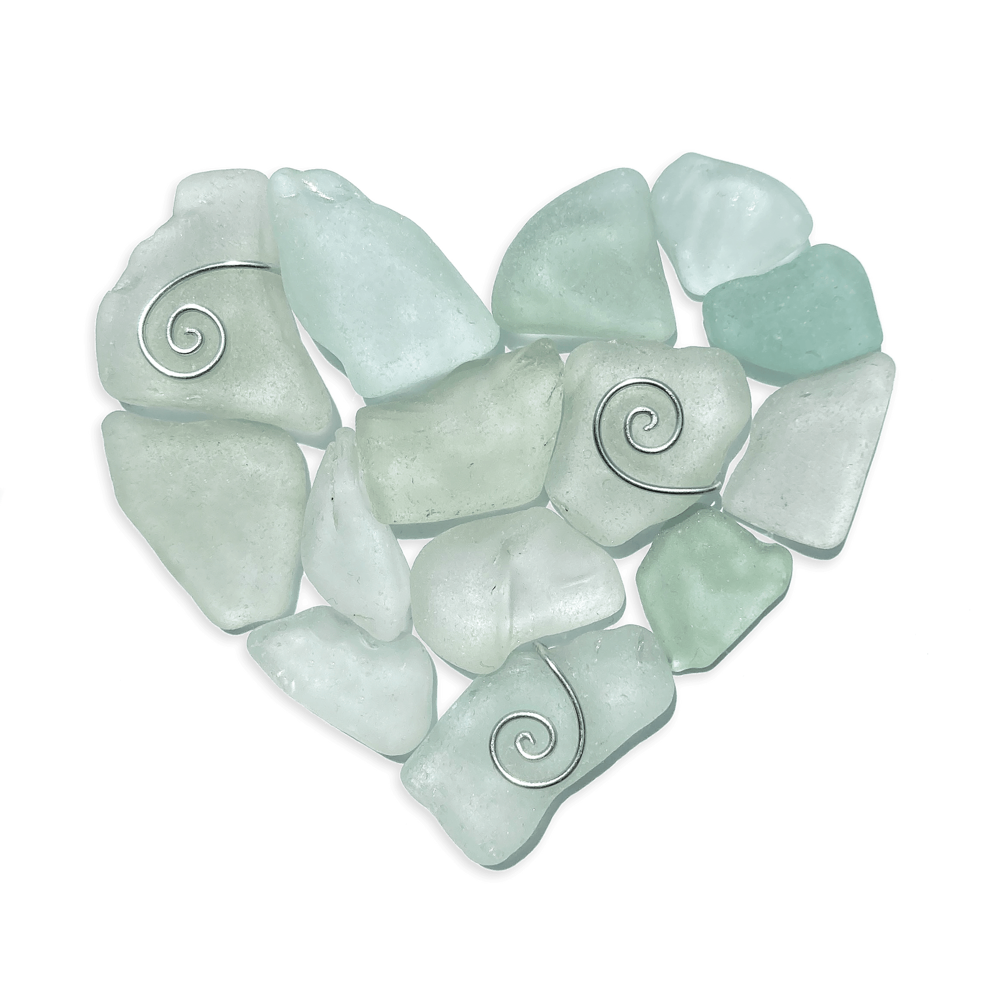 Green Sea Glass Heart - Framed Scottish Beach Art