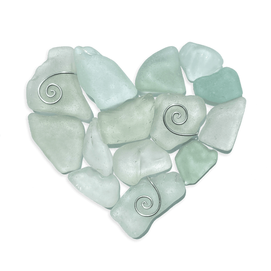 Green Sea Glass Heart - Framed Scottish Beach Art