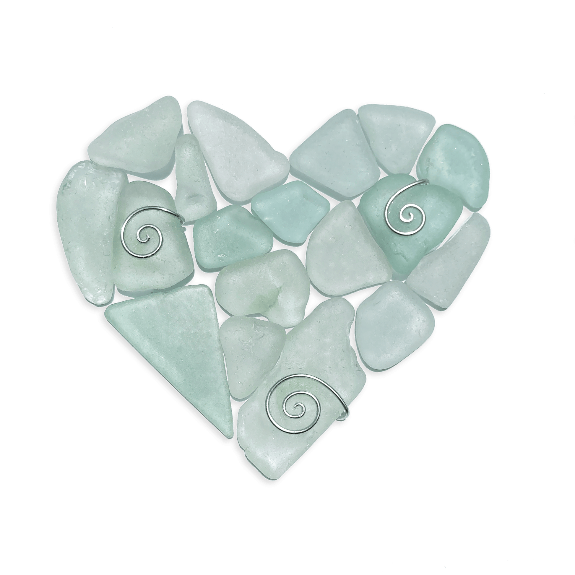 Green Sea Glass Heart - Framed Scottish Beach Art