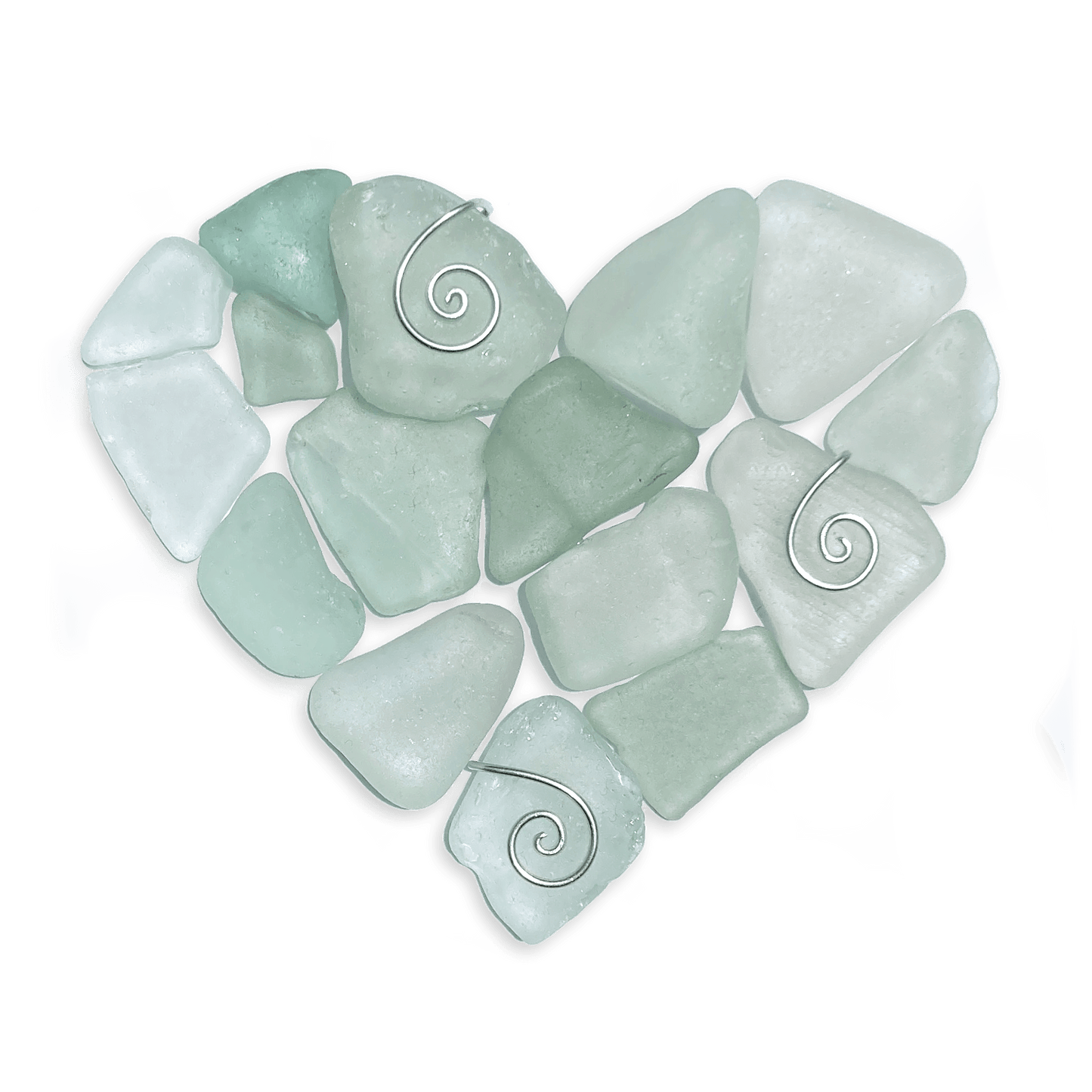 Green Sea Glass Heart - Framed Scottish Beach Art