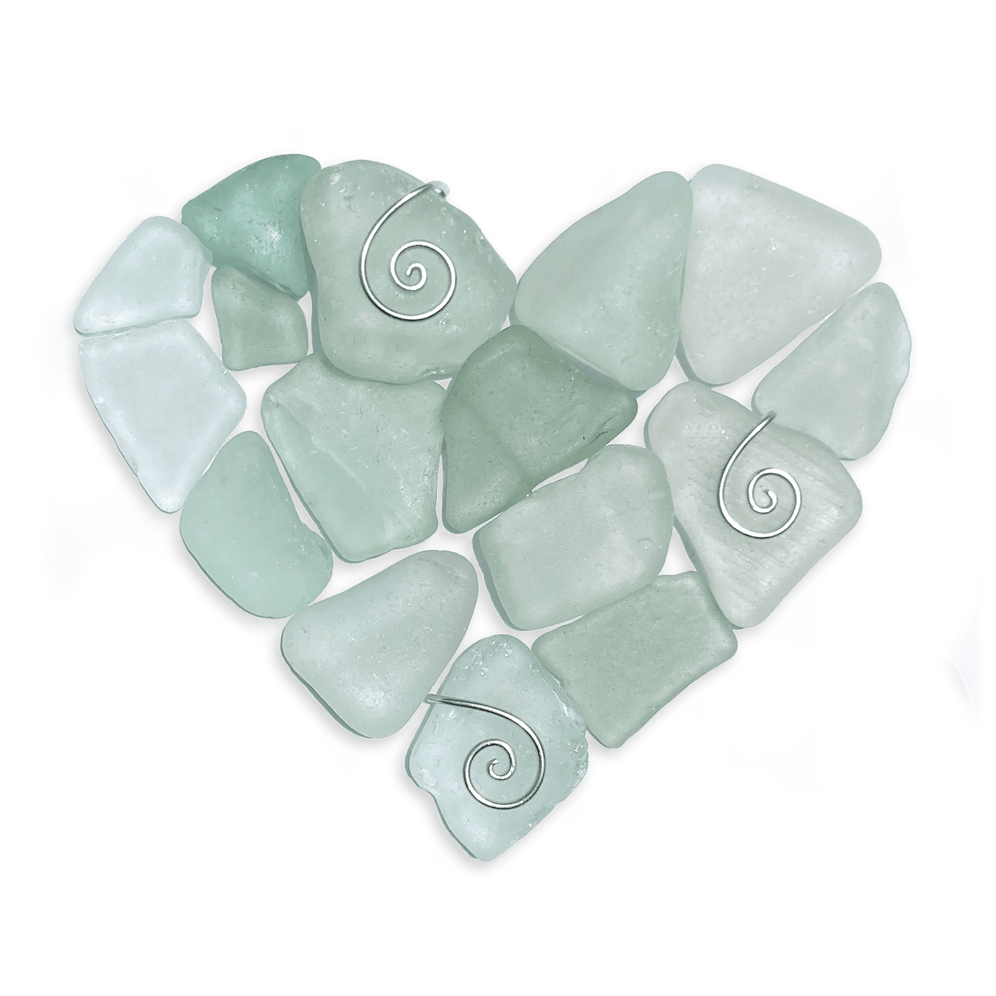 Green Sea Glass Heart - Framed Scottish Beach Art