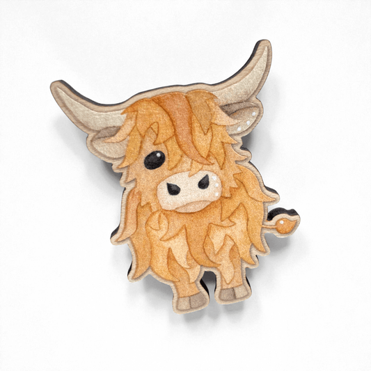 Highland Cow Fridge Magnet - Wooden Laser Cut - East Neuk Beach Crafts