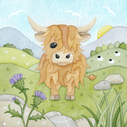 Highland Cow Mug - Scottish Highlands Watercolour - East Neuk Beach Crafts