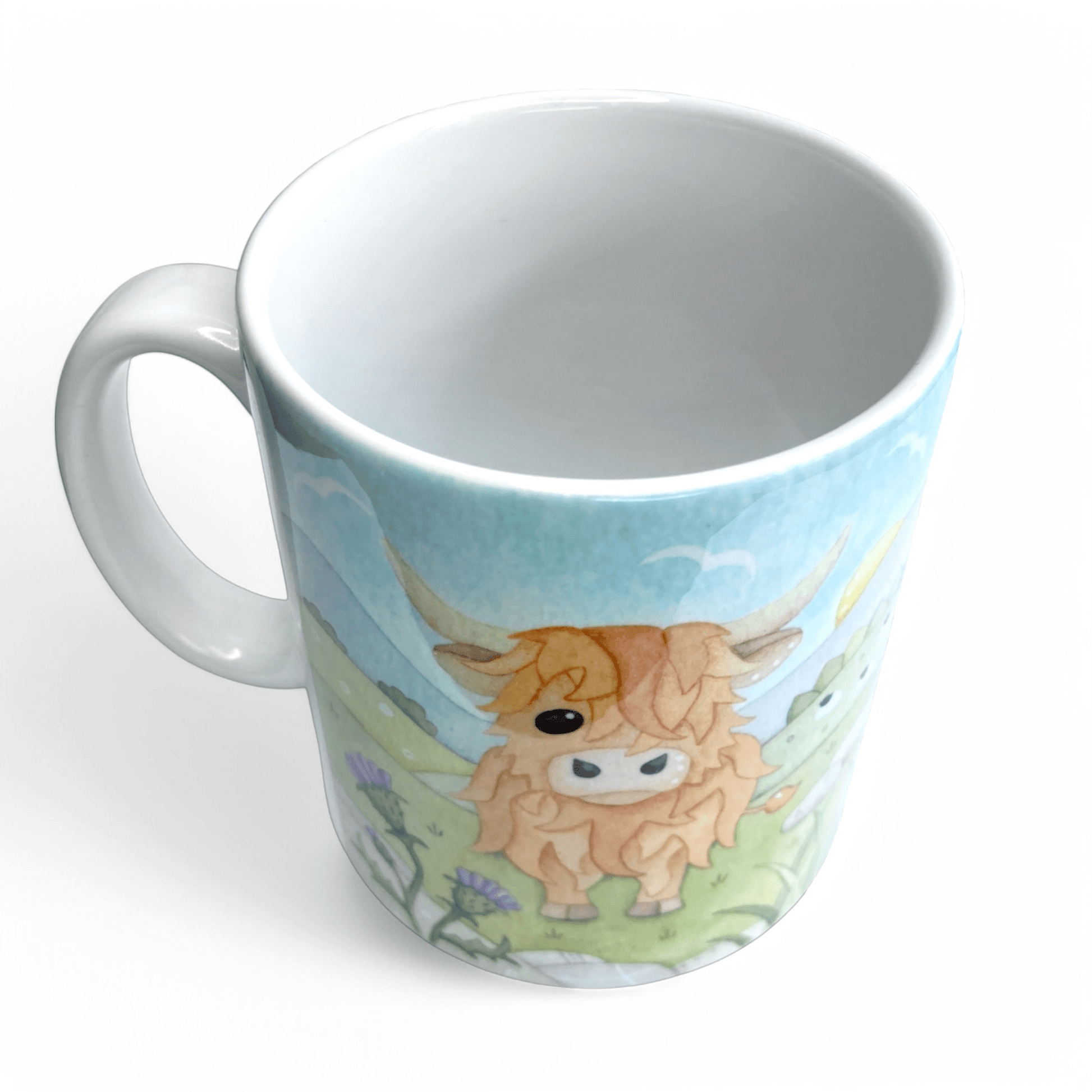 Highland Cow Mug - Scottish Highlands Watercolour - East Neuk Beach Crafts