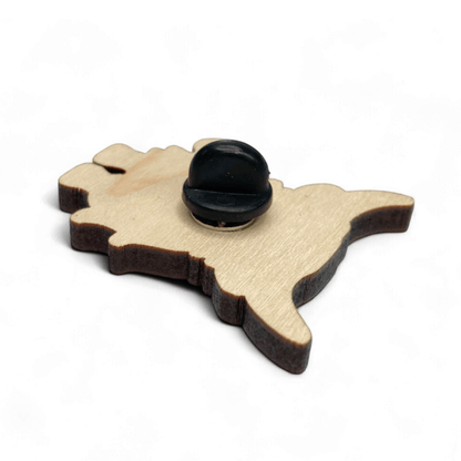 Highland Cow Pin Badge - Scottish Wooden Brooch - East Neuk Beach Crafts