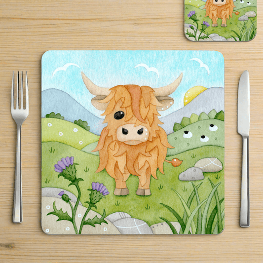Highland Cow Placemat - Scottish Highlands - East Neuk Beach Crafts