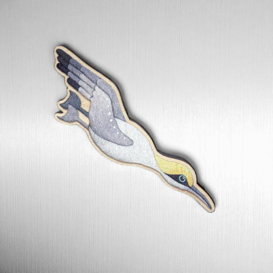Wooden Diving Gannet Fridge Magnet - Maple Wood