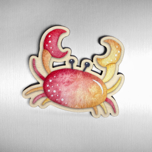 Wooden Crab Fridge Magnet - Maple Wood