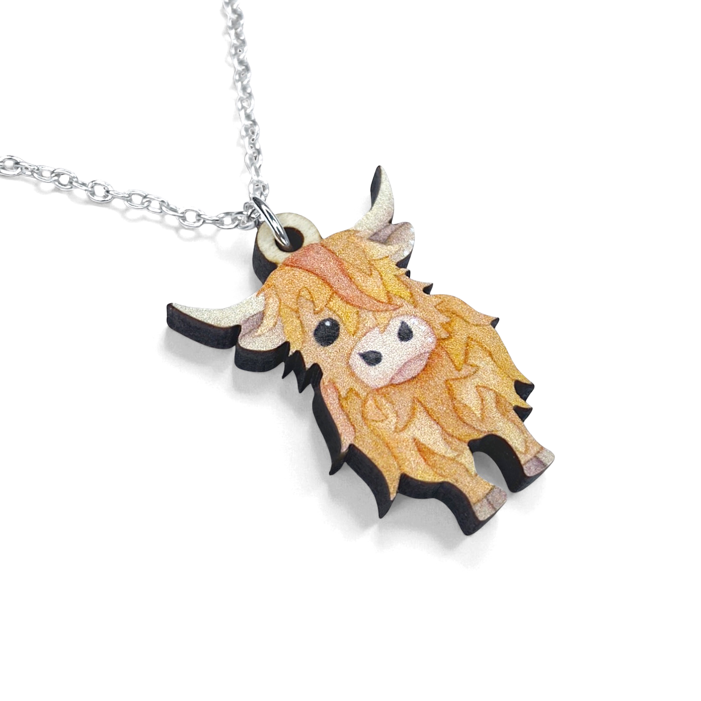 Highland Cow Necklace - Wooden Scottish Pendant