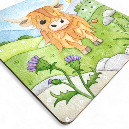 Placemat - Highland Cow and Thistle - Scottish Table Mats