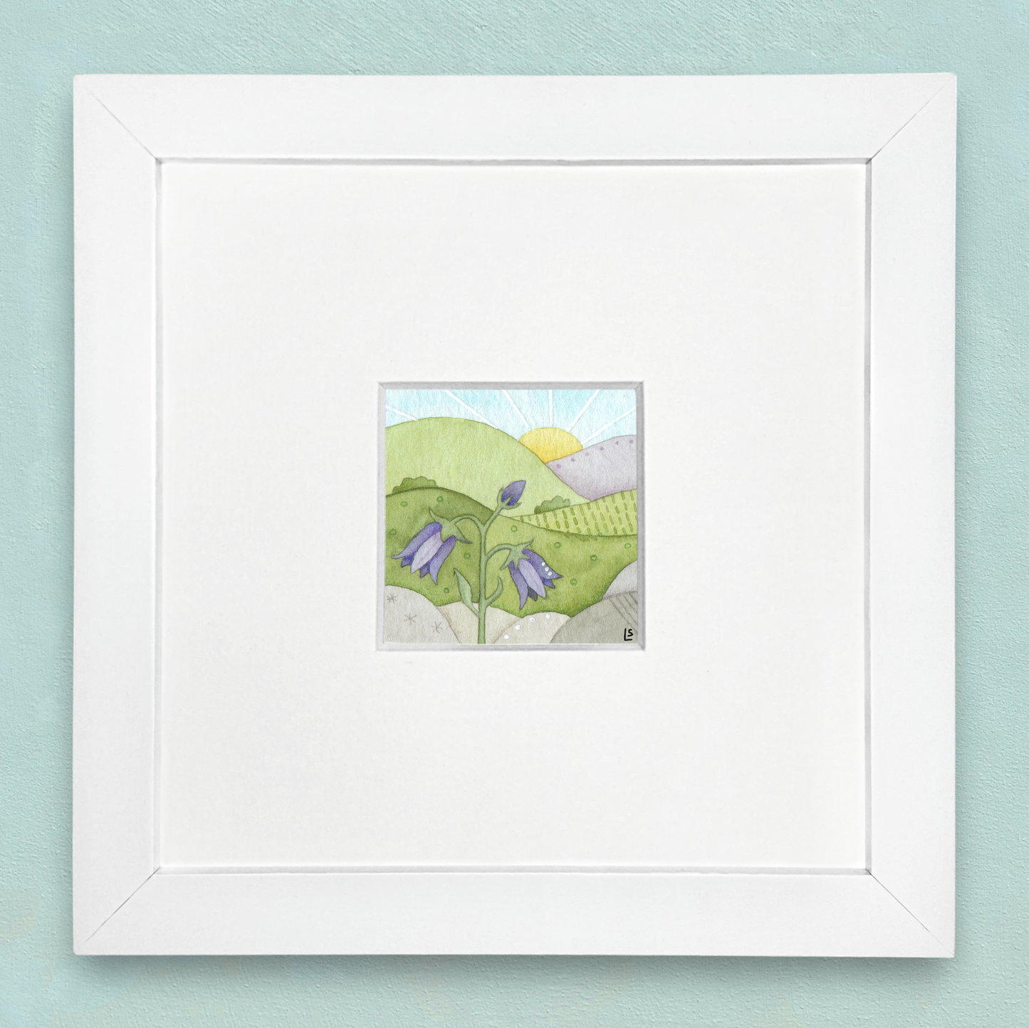 Original Watercolour Painting - Tiny Bluebell - Framed, Mounted and Signed