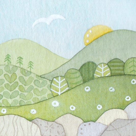 Original Watercolour Painting - Tiny Trees - Framed, Mounted and Signed